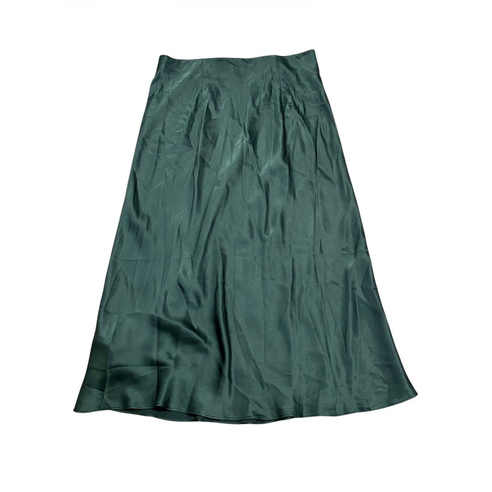 Quince 100% Washable Silk Midi Skirt Mulberry Green Size S Bias Cut - Picture 5 of 7